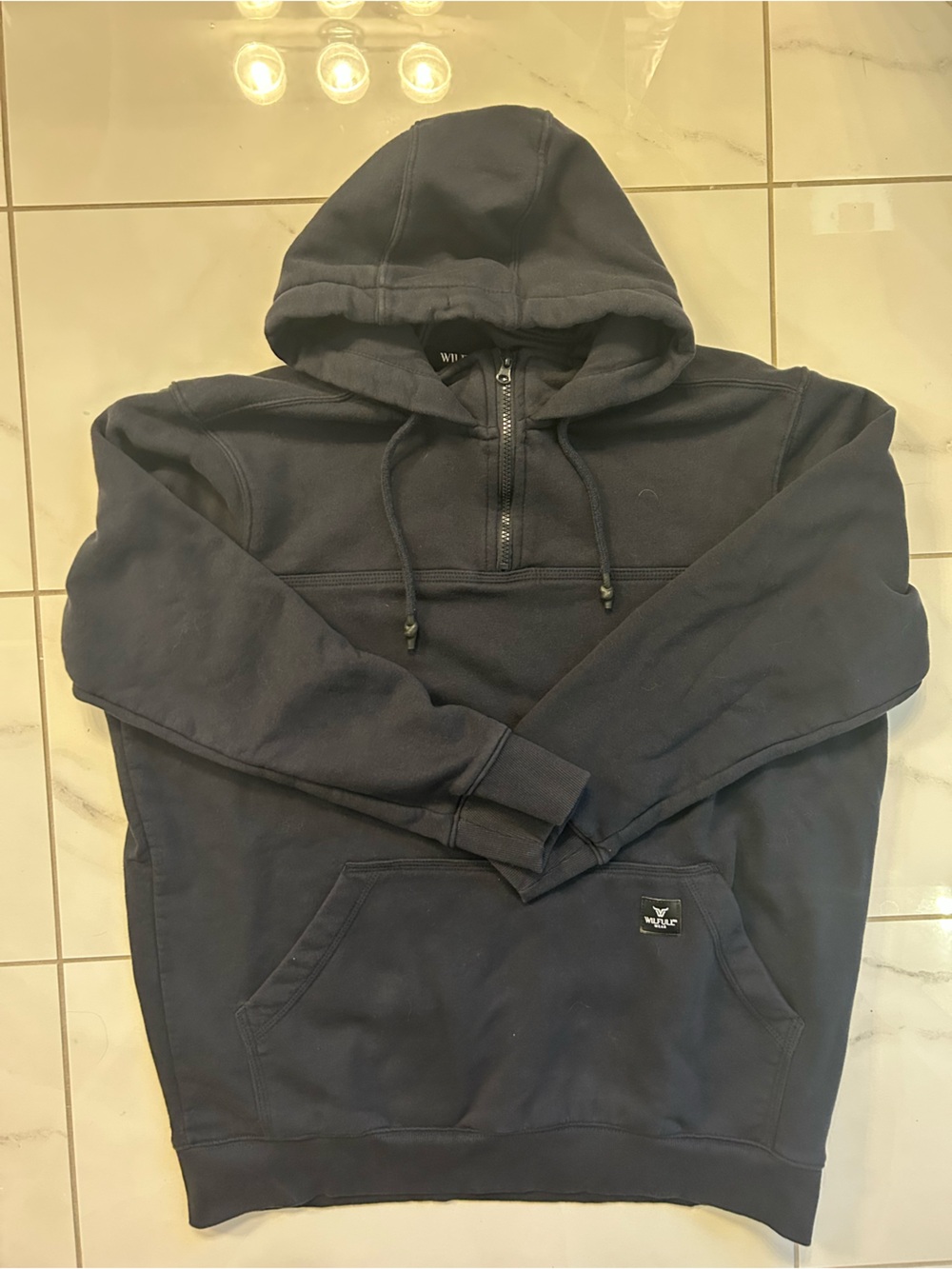 Wilfull Wear Men’s Black 1/4 Zip Pullover Hoodie Sweatshirt Size M